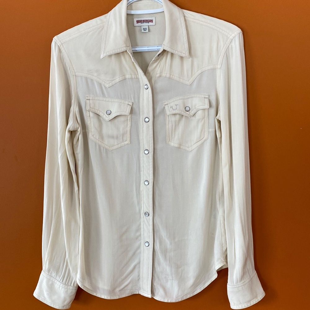 True religion brand jeans, western style blouse in size extra small.